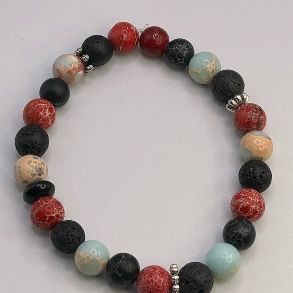 Lava & Agate Healing Bracelet set– Strength, Balance & Energy - Picture 4 of 5